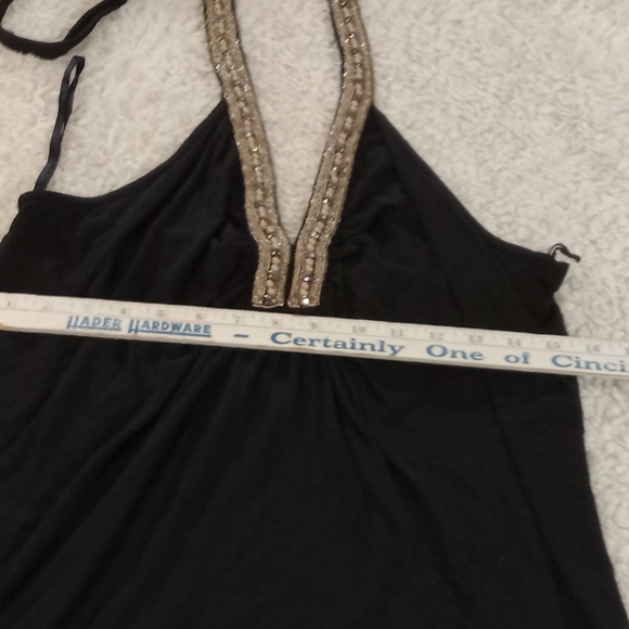 Elegant Black Halter Top with Gold Accents - Picture 11 of 12